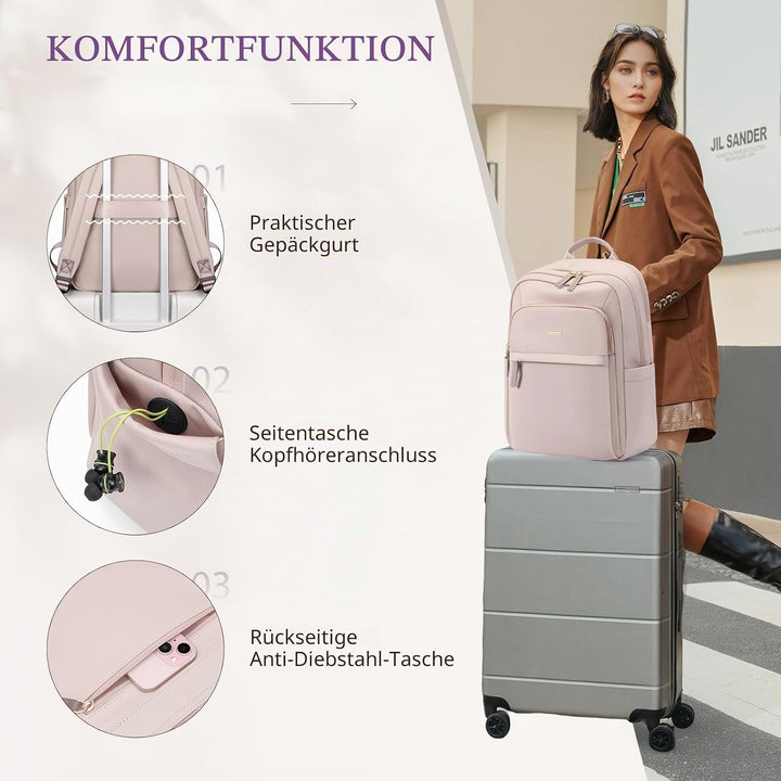 Rucksack Damen für Schule, Laptop Rucksack 16 Zoll, Gross Schultasche Arbeitstasche Lehrertasche Bac