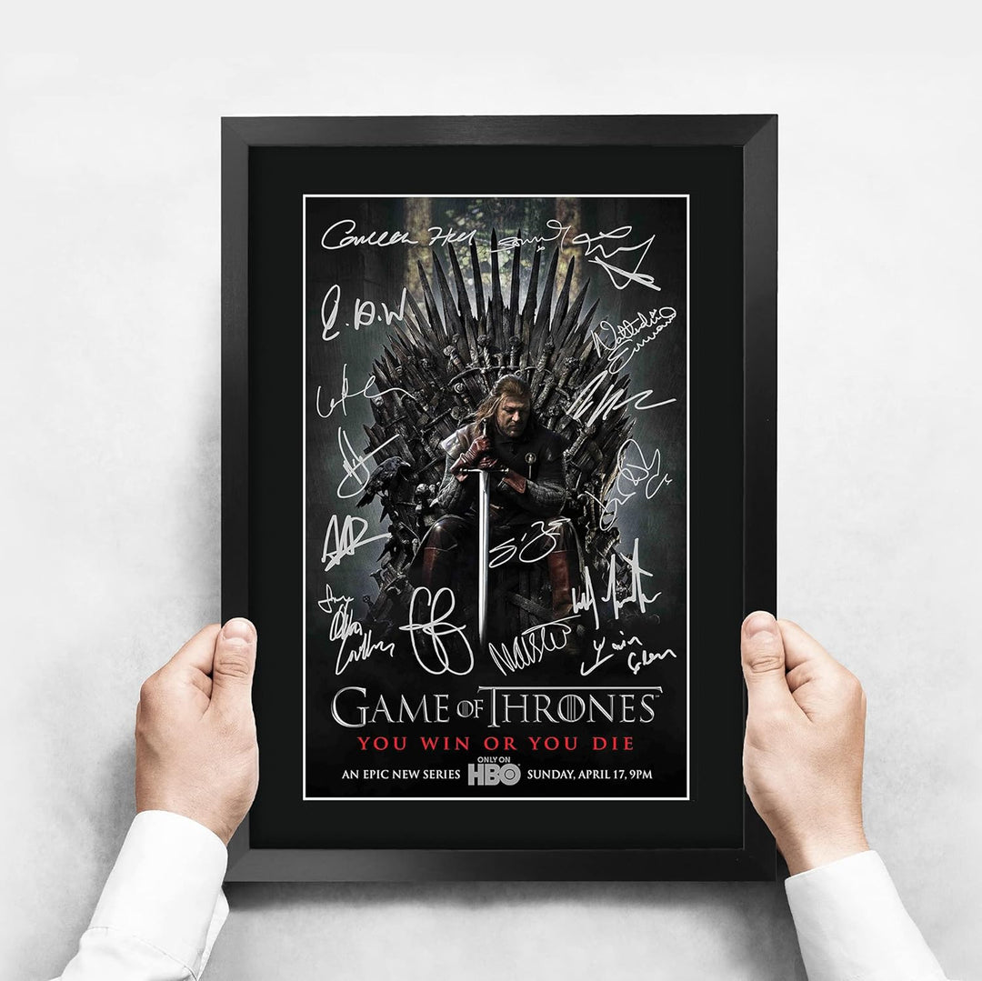 HWC Trading Game of Thrones The Cast Gifts gedrucktes Autogramm für TV-Fans, A3 gerahmt