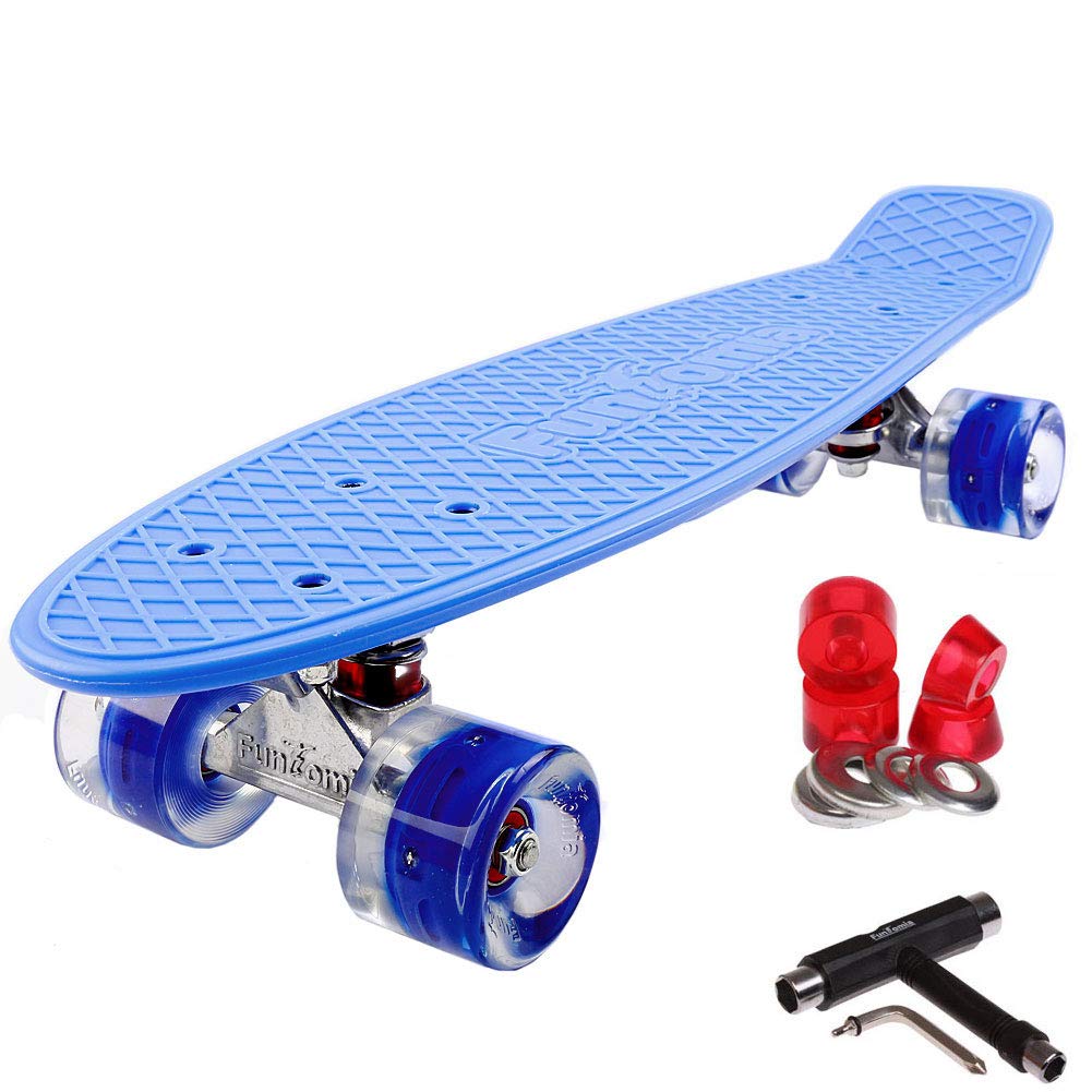 FunTomia Kinder Skateboard Cruiserboard Miniboard 57cm mit oder ohne LED Leuchtrollen Alu Truck Mach