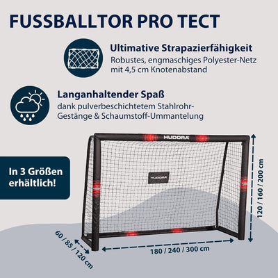 HUDORA Fussballtor Pro Tect - grosses Fussballtor für Kinder und Erwachsene - Schaumstoff ummantelte