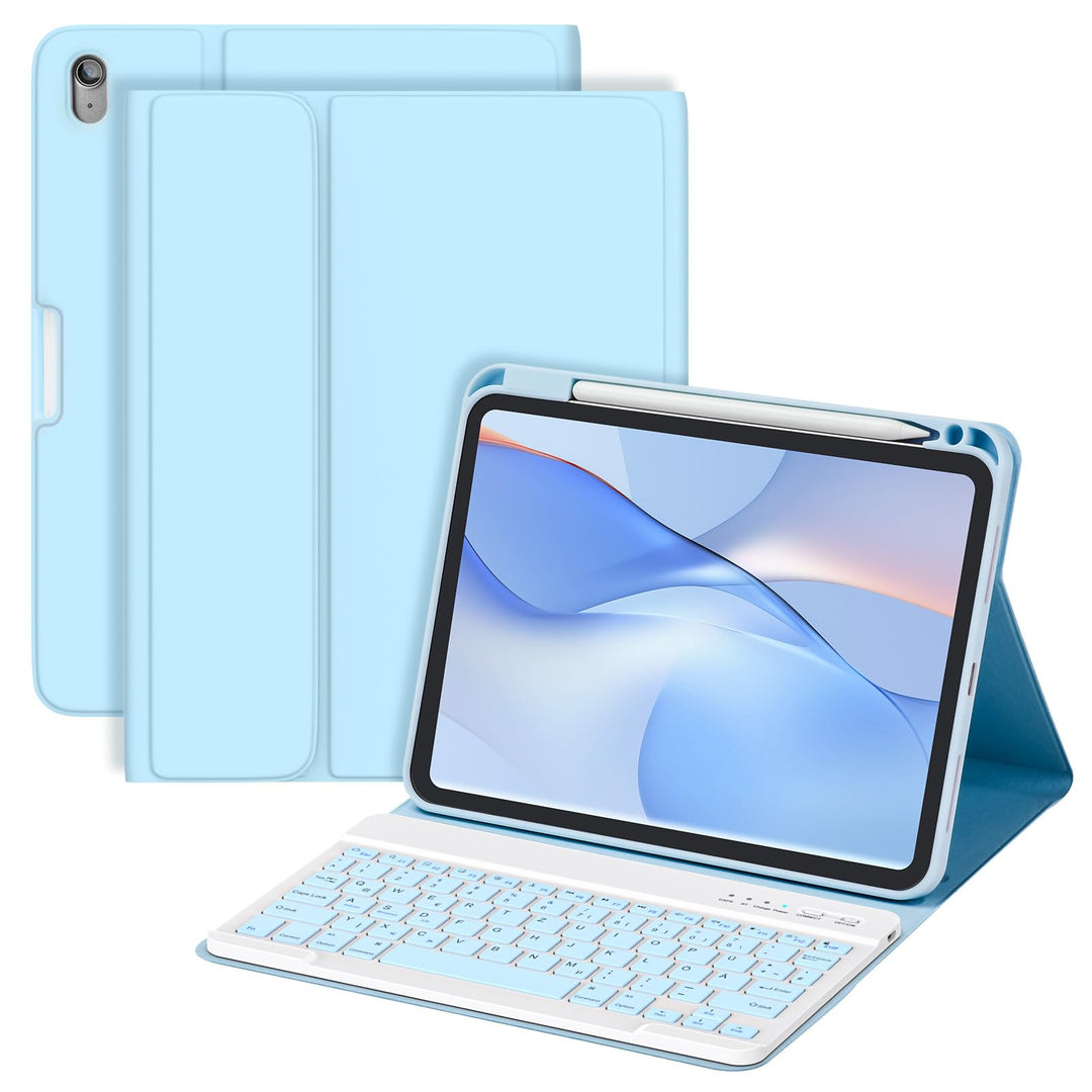 MMK Hülle mit Tastatur für iPad 10 Generation 2022(11/10.9 Zoll)/A16 11 Generation 2025, Abnehmbare