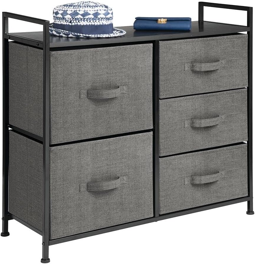 mDesign Kommode aus Stoff – schmaler Schrank Organizer mit 5 Schubladen – praktisches Aufbewahrungss