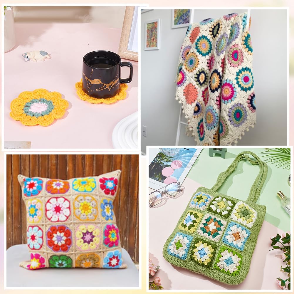 ORIGACH 6 in 1 Granny Square Häkelset Für Anfänger, DIY Starter Häkelset Für Erwachsene Mit Häkelblo
