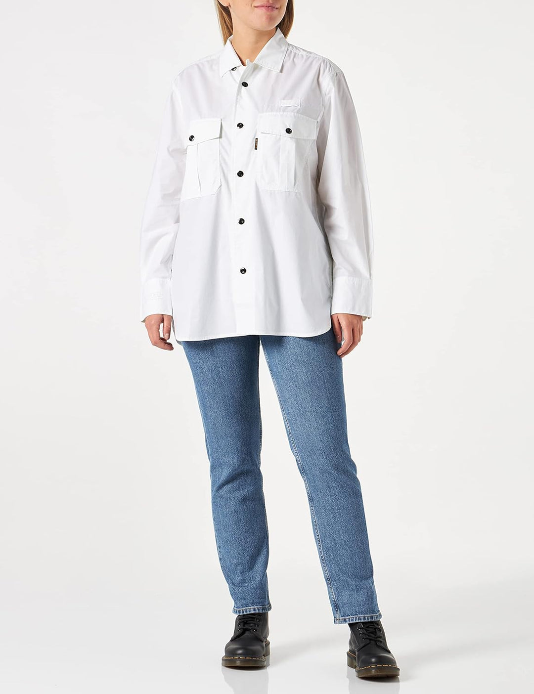 G Star RAW Damen Officer Boyfriend Hemd Shirts Weiss (White D21887-4481-110) L, Weiss (White D21887-