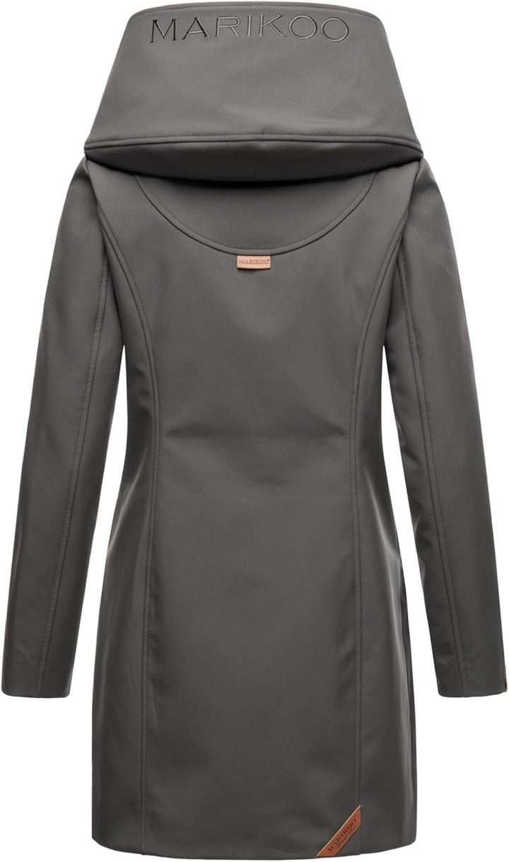 MARIKOO Damen Softshell Jacke Winterjacke wasserabweisend Outdoor lang B856 XS Anthrazit, XS Anthraz