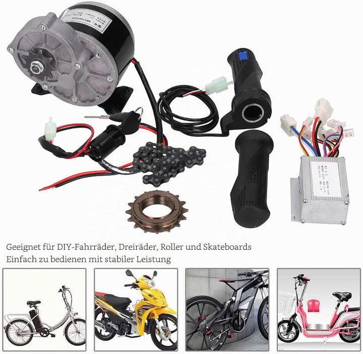 Umrüstsatz für Elektroroller, DIY Bürstenmotorset 24V 250W Elektro-Umbausatz für Elektroroller