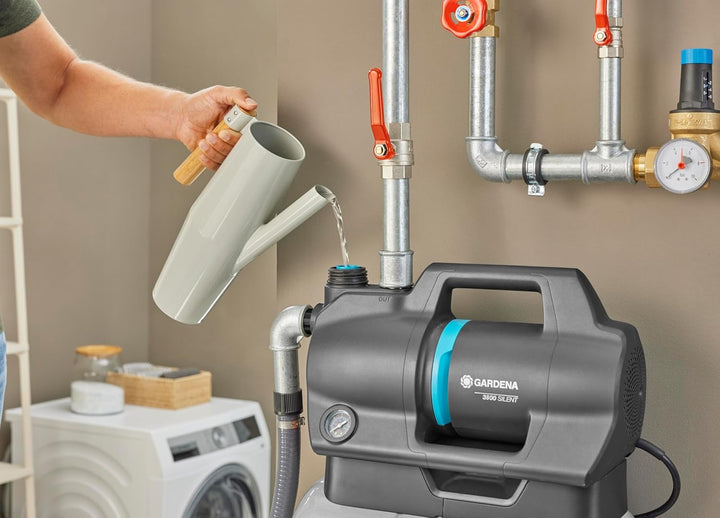 Gardena Hauswasserwerk 3800 Silent: Pumpe mit 21 l Wasserspeicher und integriertem Filter, Fördermen