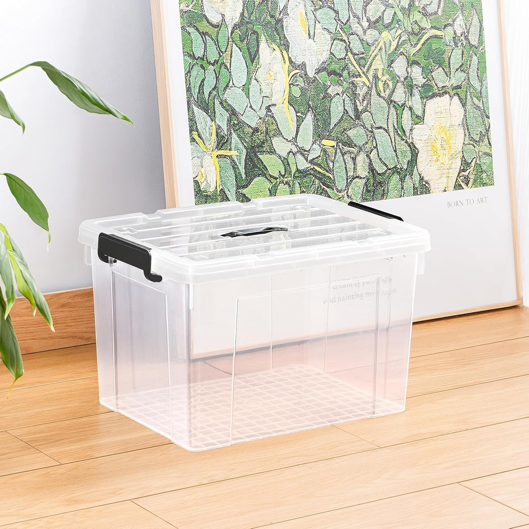 Cetomo,45L,6er-Pack, Aufbewahrungsbox mit deckel,Aufbewahrungsboxen, mit Clips, stapelbar, Wohnzimme