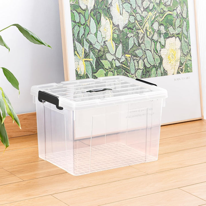 Cetomo,45L,6er-Pack, Aufbewahrungsbox mit deckel,Aufbewahrungsboxen, mit Clips, stapelbar, Wohnzimme