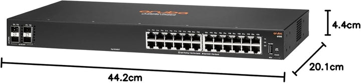 Aruba 6100 24G 4SFP+ Géré L3 Gigabit Ethernet (10/100/1000) 1U Noir