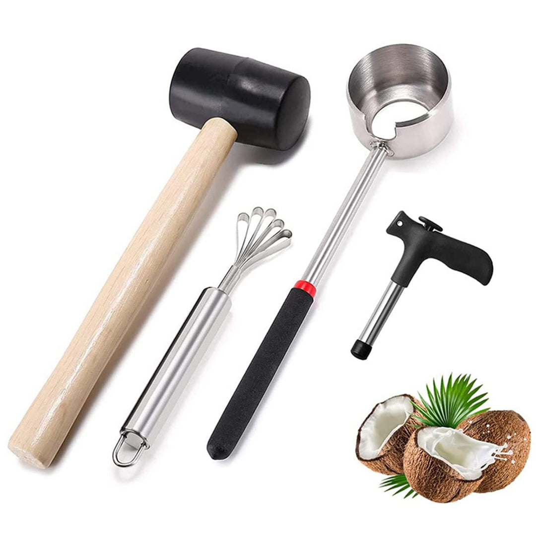 HZIYOU Kokosnussöffner-Werkzeug-Set, Edelstahl-Kokosnussöffner-Kit in Lebensmittelqualität, Schalenö