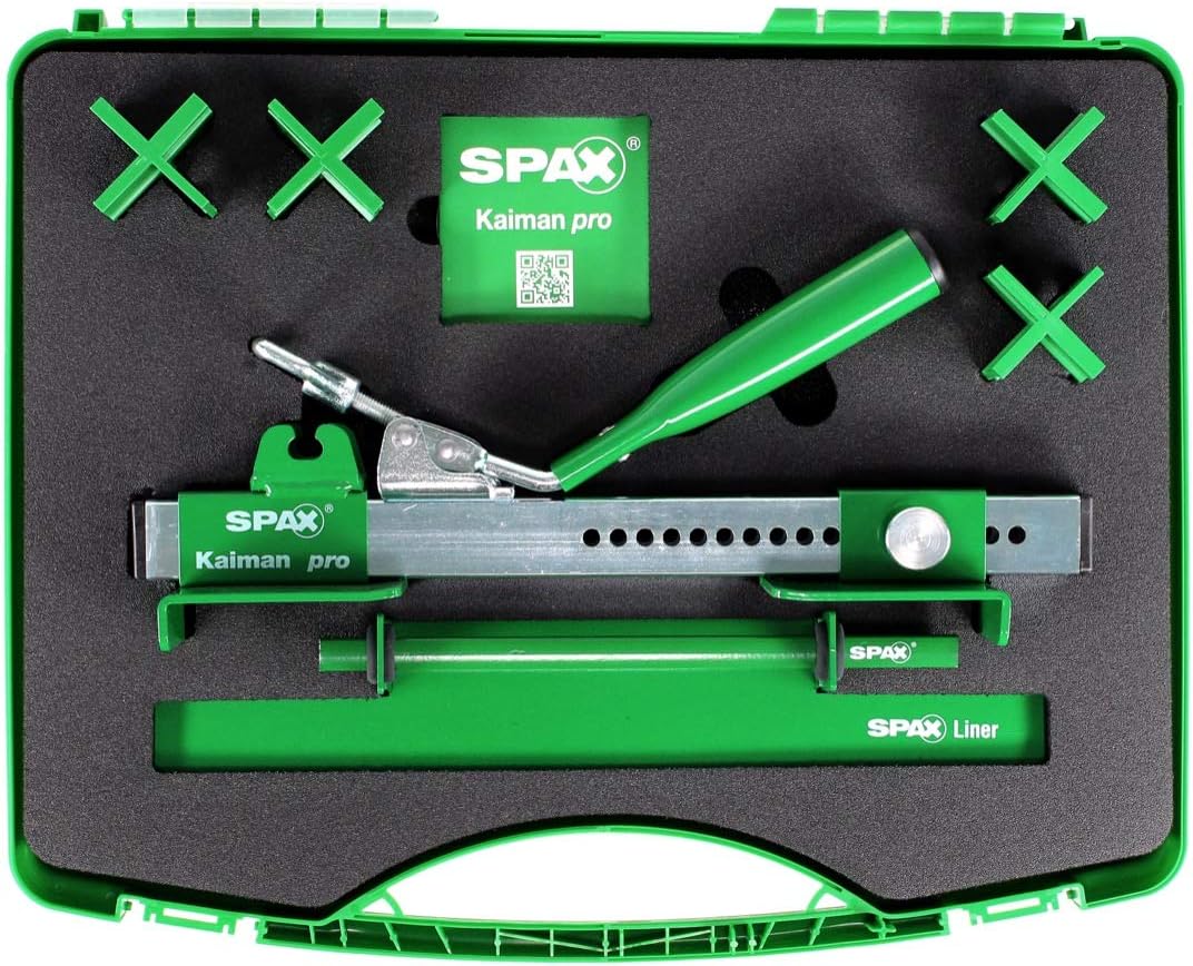 SPAX Brettrichter Kaiman Pro für Holzdielen und den Terrassenbau – Inkl. Vier Fugenlehren und Liner