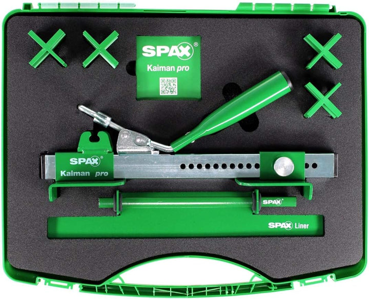 SPAX Brettrichter Kaiman Pro für Holzdielen und den Terrassenbau – Inkl. Vier Fugenlehren und Liner