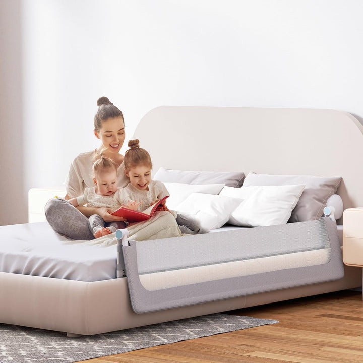 Bettgitter Set 2x200 cm + 1x180 cm, klappbarer Rausfallschutz, 72-86 cm höhenverstellbar, Schutzgitt