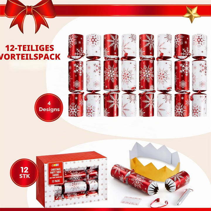 JOYIN 12 Stück Weihnachtsparty-Gastgeschenke ohne Schnappverschluss, rot und weiss, Party-Tischgesch