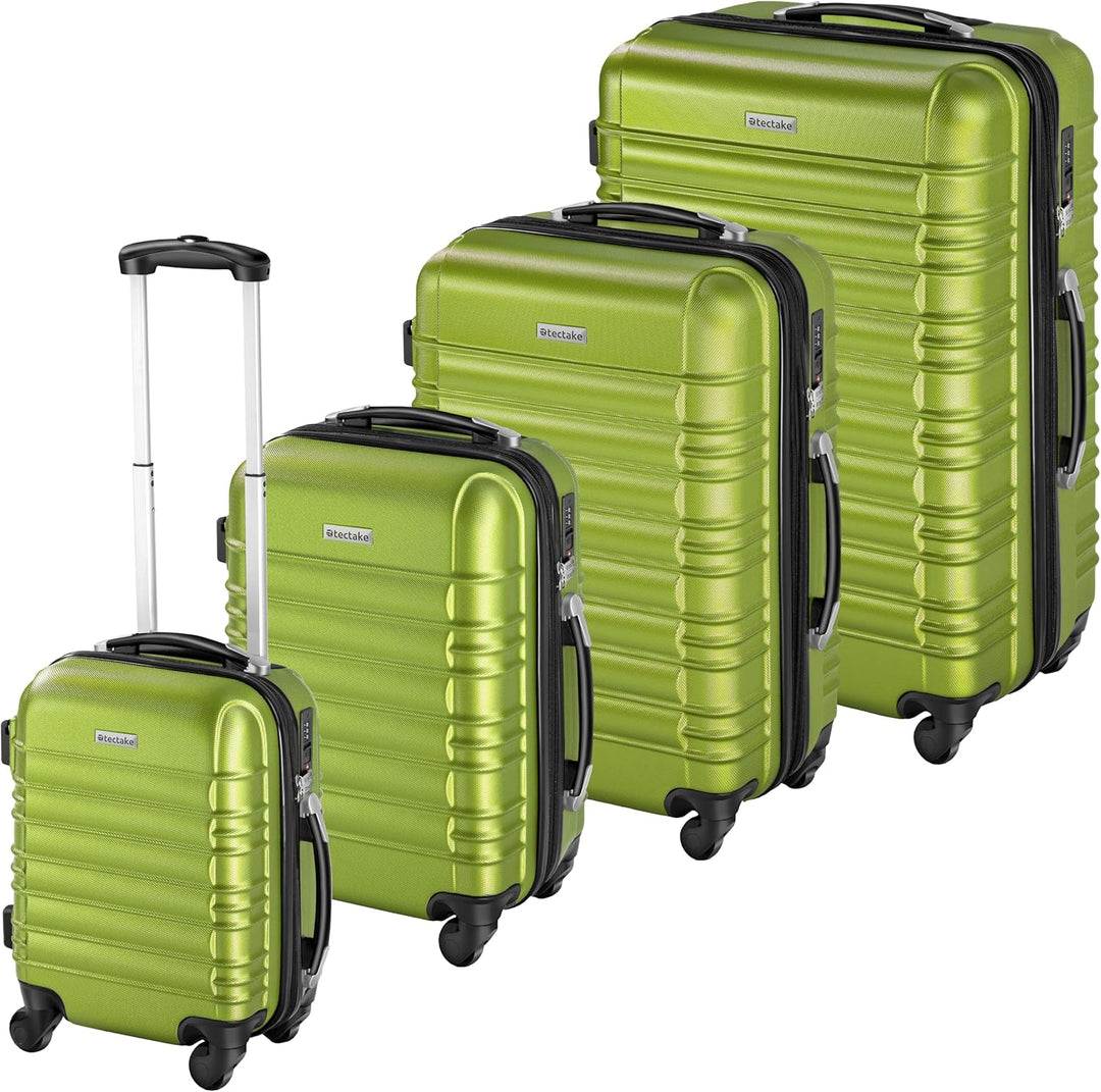 tectake 4 TLG Reisekoffer Set, Hartschalenkoffer Set, Trolley Kofferset, ABS Hartschalen Reisekoffer