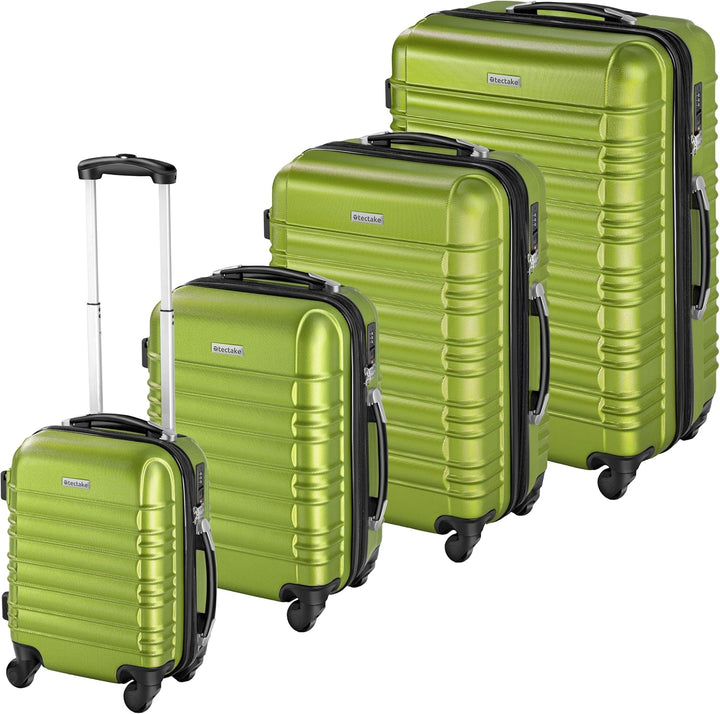 tectake 4 TLG Reisekoffer Set, Hartschalenkoffer Set, Trolley Kofferset, ABS Hartschalen Reisekoffer