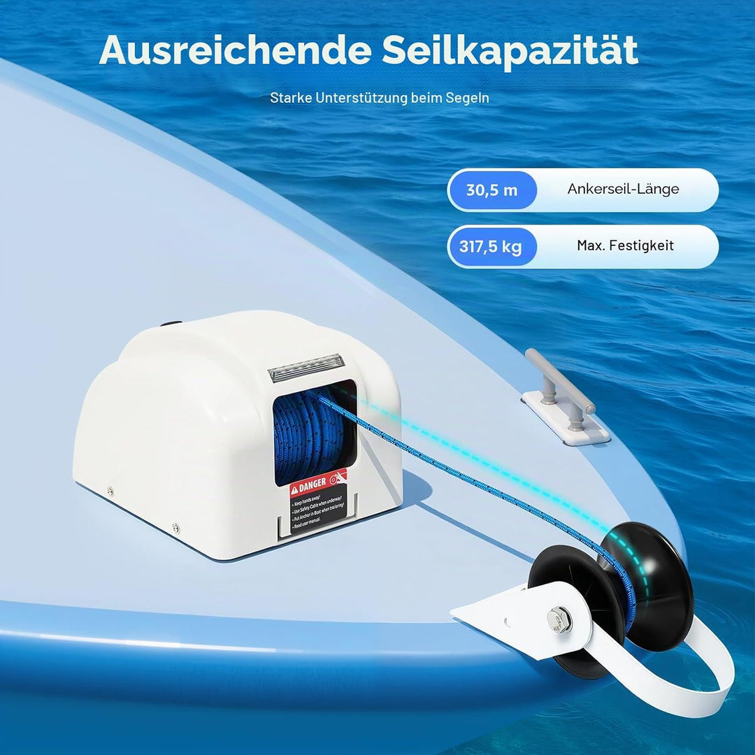 LENJKYYO Elektrische Ankerwinde Seilwinde für Boote mit drahtloser Fernbedienung Marine Salzwasser 2