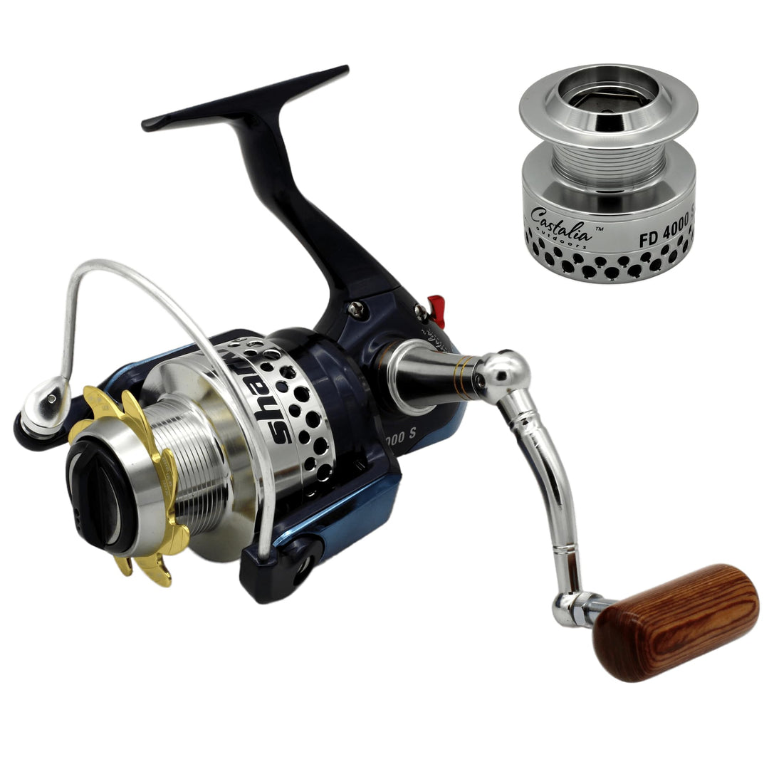 Paladin Castalia Spinnrolle - Angelrolle 9+1 BB Sharkfin Freilaufrolle JX 4000 Frontbremse inkl. Zwe