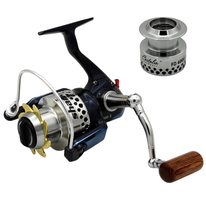 Paladin Castalia Spinnrolle - Angelrolle 9+1 BB Sharkfin Freilaufrolle JX 4000 Frontbremse inkl. Zwe