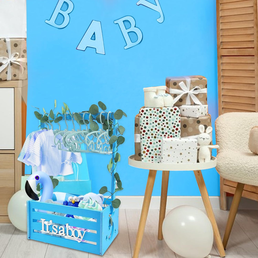 Holz Baby Geschenk Korb mit Griff, Kinder Kleiderbügel und Girlande, Baby Dusche Kiste Schrank, Baby
