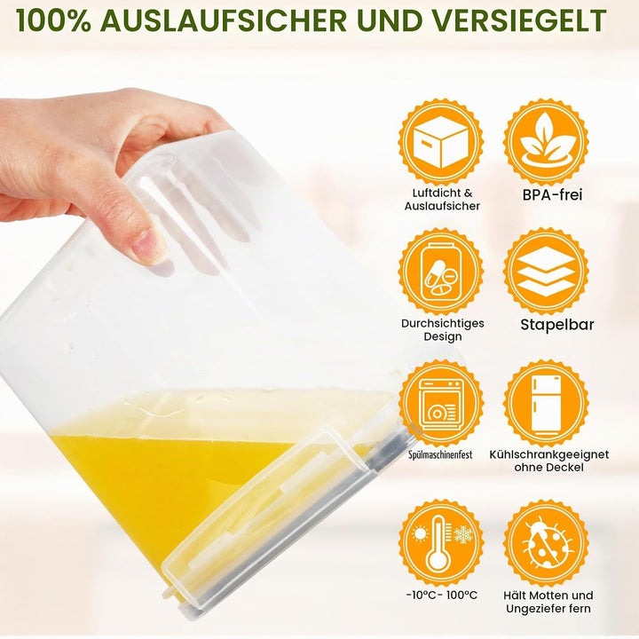 Cinnani 2.8L Vorratsdosen Set, Satz mit 6 Vorratsdosen mit Deckel Luftdicht, Müsli Schüttdose &amp; Fris