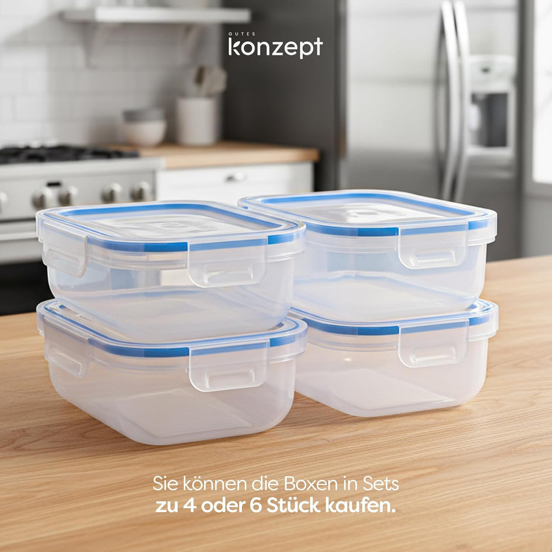 KONZEPT Frischhaltedosen mit Deckel 1L Set 4er Kühlschrank Organizer Transparent Mealprepboxen Stape
