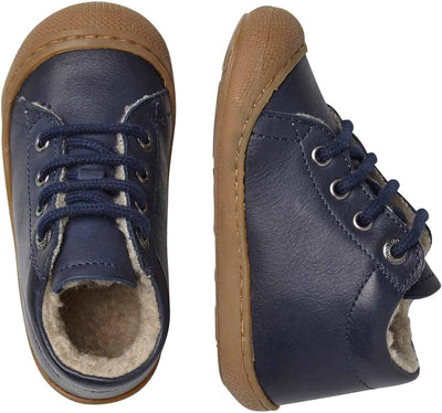 NATURINO Lauflernschuhe aus Leder mit Wollfutter, 17 EU Blau