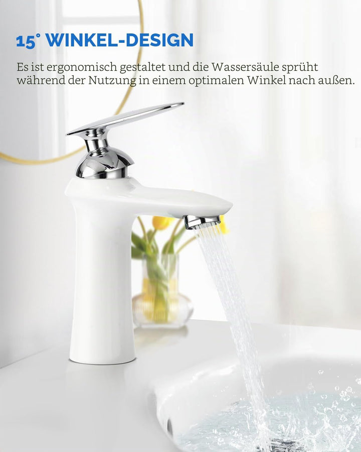 Wasserhahn Badezimmer,Kupfer Mischbatterie Wasserhahn Waschbecken Bad Armatur,1 Loch Mount Heisses K
