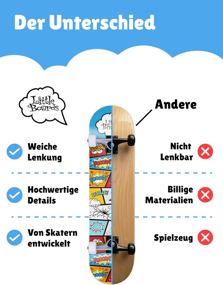 Skateboard Kinder ab 3 Jahre - Komplettboard für Anfänger 3-11 Jahre, hochwertiges Kinderskateboard