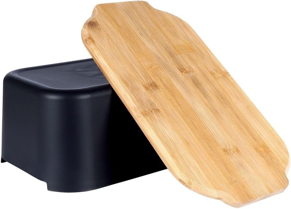 Vilde Brotkasten mit Holzbrett Schwarz - Brotkorb - Brotbox - Brotbehälter - brottopf zum aufbewahre