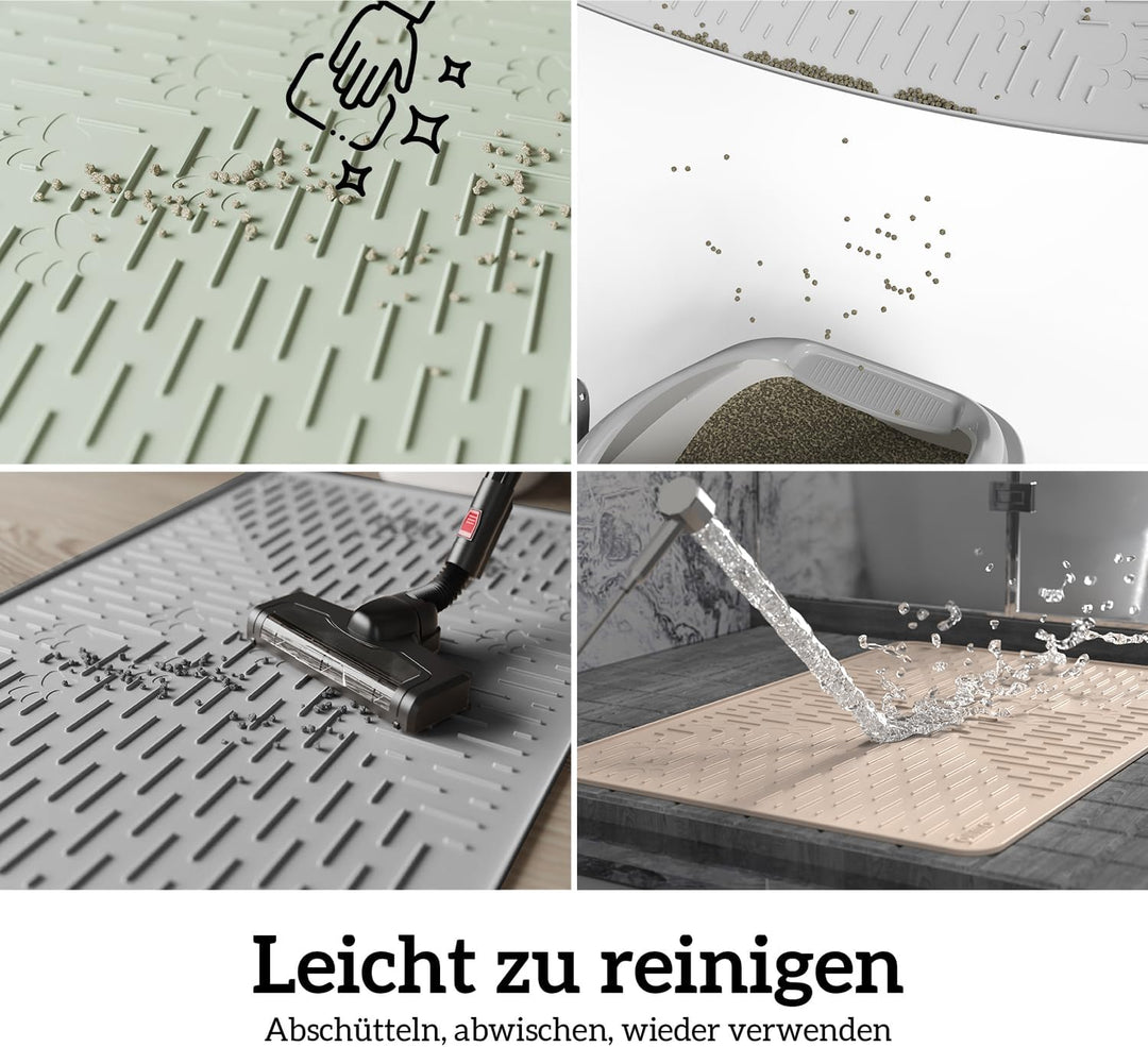 OHMO Katzenklo Matte aus Premium-Silikon 80x60cm Gross, Wasserdicht und BPA-Frei Katzenstreu Matte,