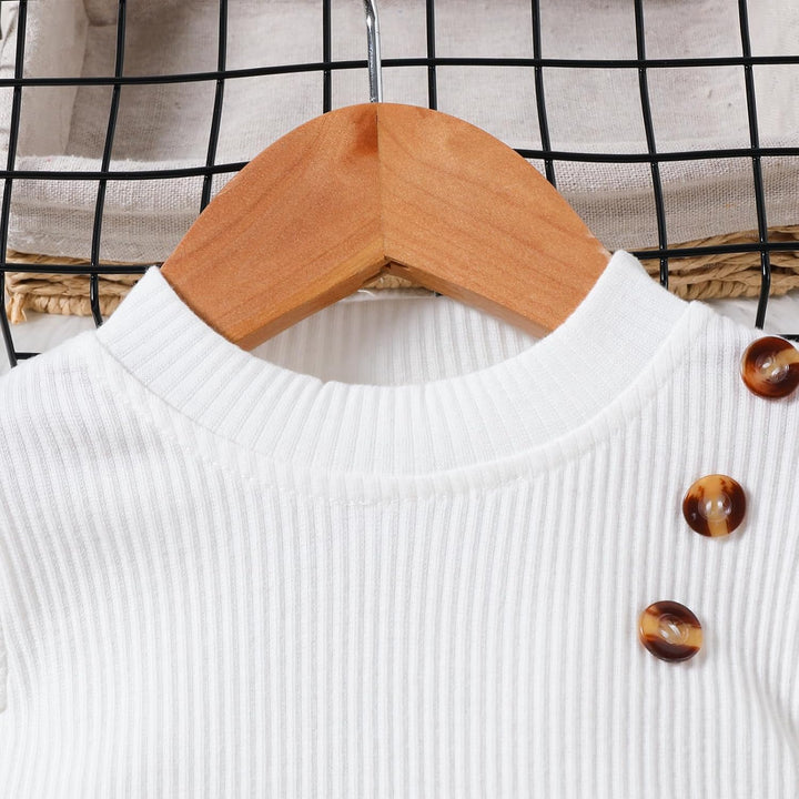 Kleinkind Baby Mädchen Kleidung Langarm Gerippte Oberteile Plaid Tweed Muster Rock Baskenmütze Herbs