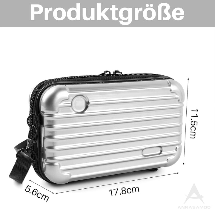 Mini Koffer Umhängetasche, Kleiner Koffertasche Handtasche Innentaschen Kosmetiktasche Hardcase mit