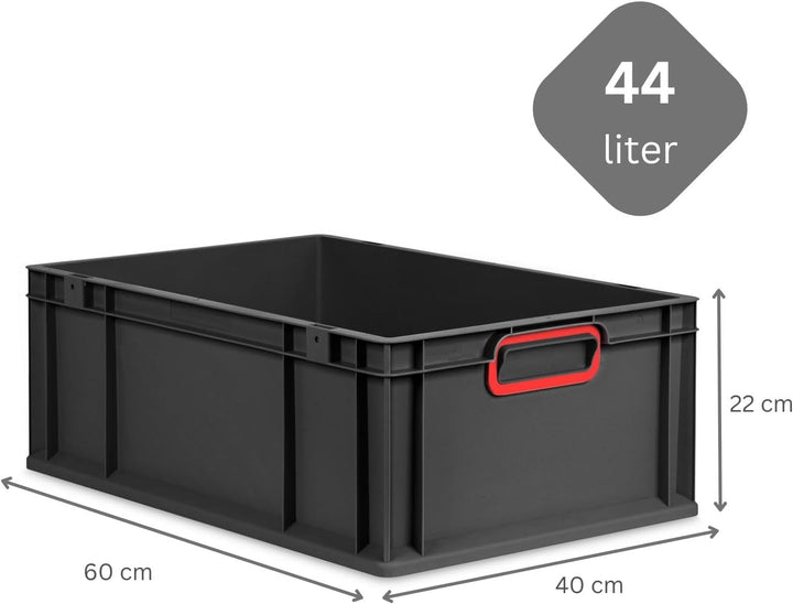 PROREGAL SparSet 5x Eurobox NextGen Color | HxBxT 22x40x60cm | 44 Liter | Griffe rot geschlossen | V