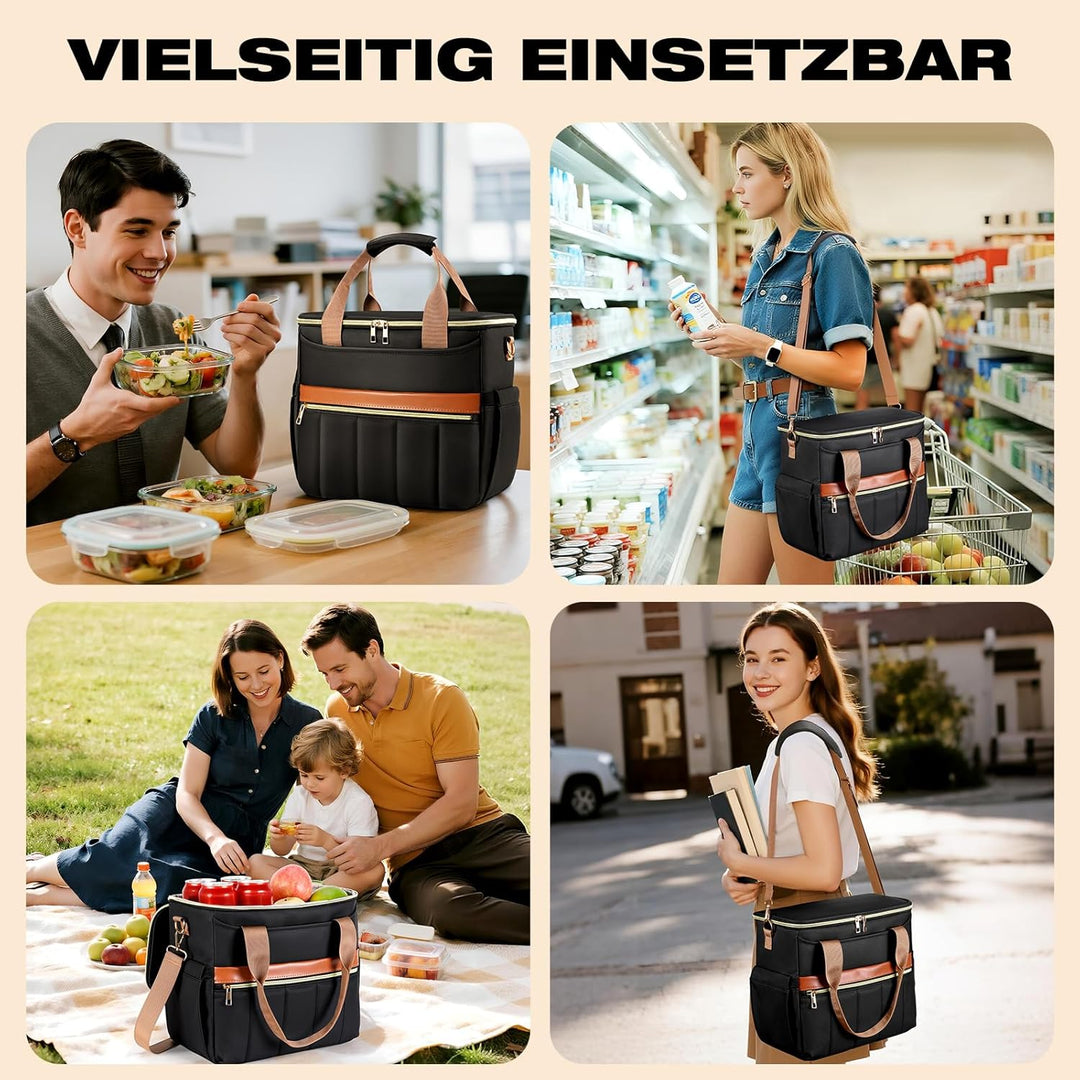 Kühltasche, Lunchtasche mit Weiter Öffnung, Grosse Auslaufsichere Lunch Bag Damen Herren mit Mehrere