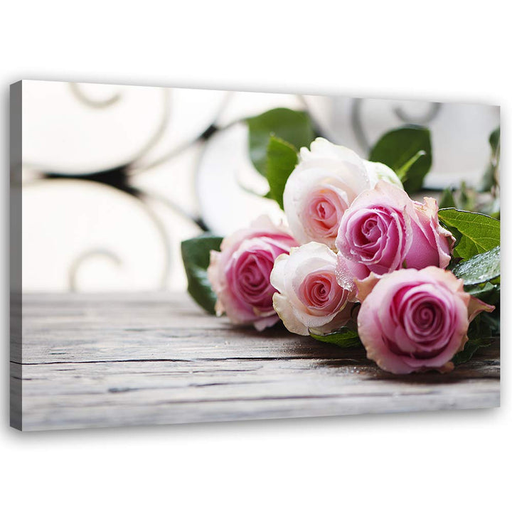 Feeby Leinwandbild Rose Bild Kunstdruck Blume Rosa 70x50 cm M14555 70x50 cm, M14555 70x50 cm
