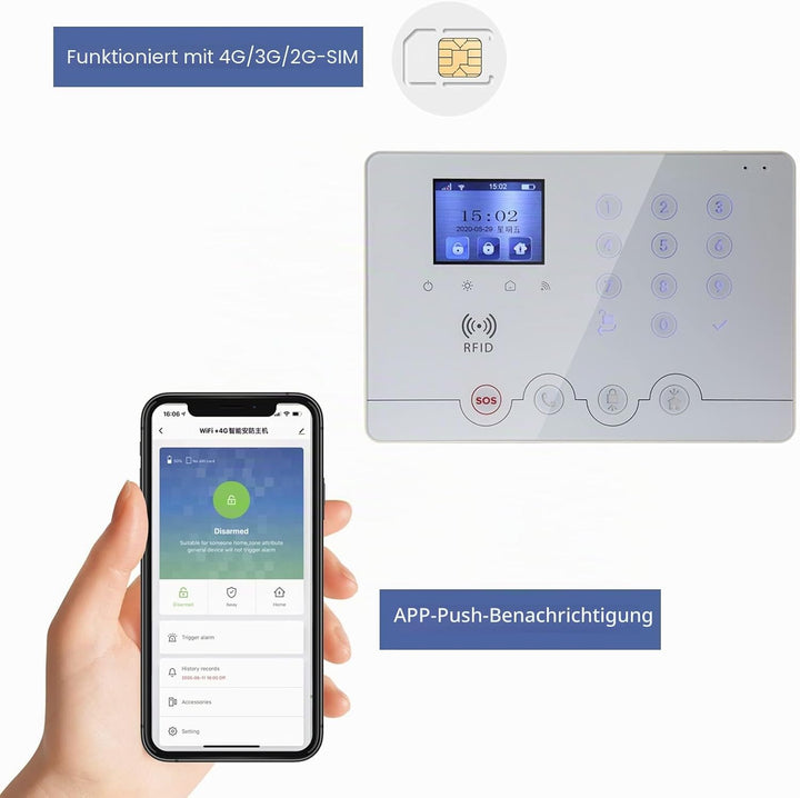 Wolf Guard 4G WiFi Home Alarmsystem alarmanlagen auf Deutsch, smart home alarmanlage mit app, kompat
