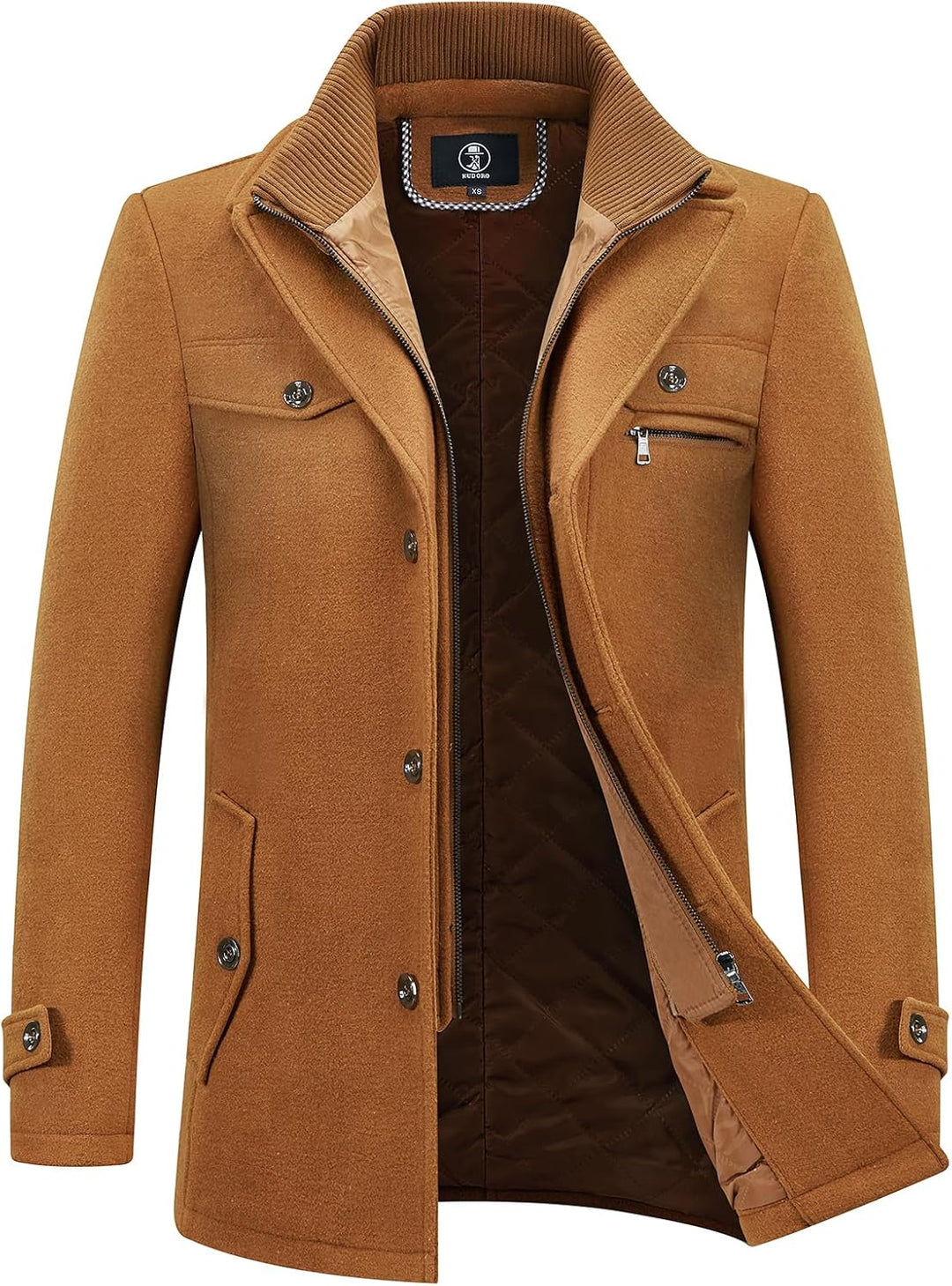 KUDORO Herren Wintermantel Wolle Kurzmantel Herren Wollmantel Mittellang Slim Fit für Business Freiz