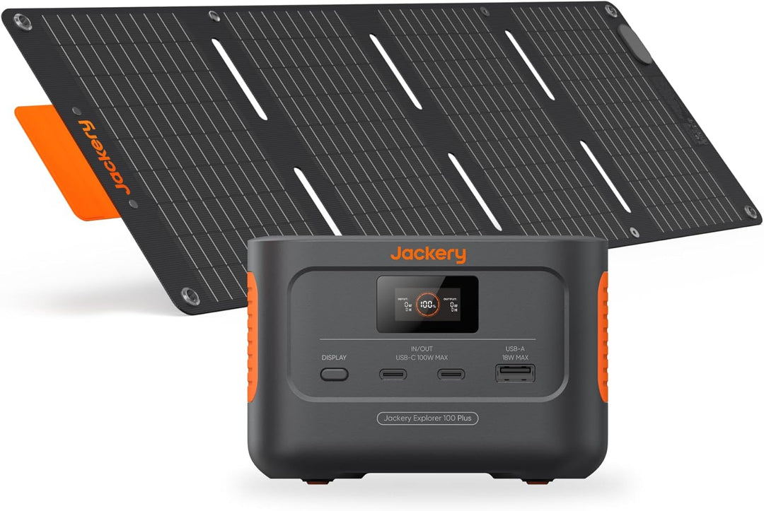 Jackery Tragbare Powerstation 100 Plus mit 1xSolarSaga 40W Mini, 99Wh Solar Generator mit 128W Ausga