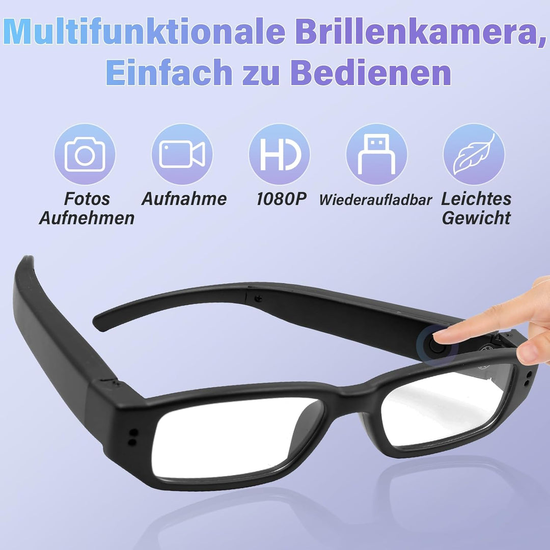 Mini Kamera 32GB, Brille Sportkamera Action Cam, Kleine Brille Videokamera 1080P HD, Tragbare Action