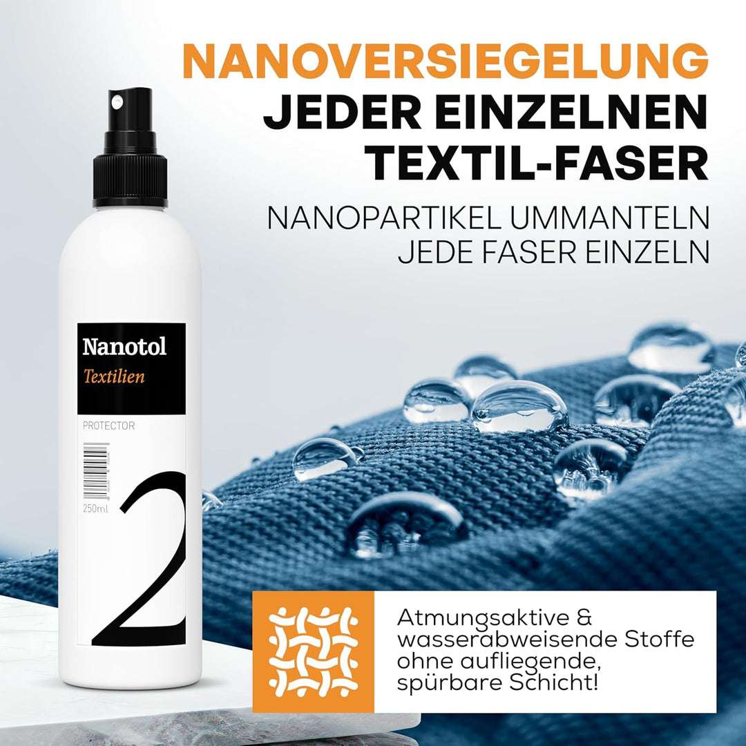 Nanotol Imprägnierung mit Nanotechnik für 20 m² Textilien aller Art (z.B. Cabrio-Verdeck, Zelt, Gart
