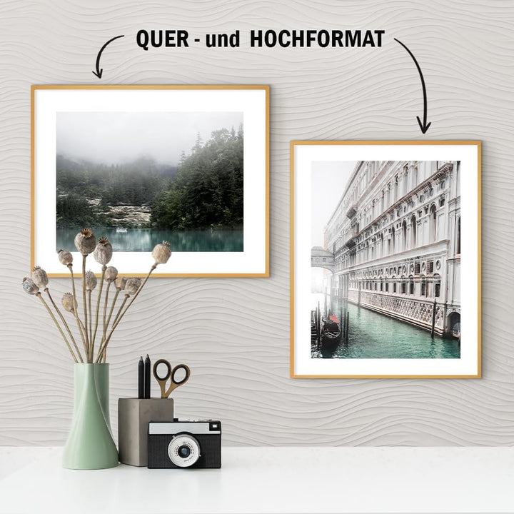 HaakDesign schmaler Bilderrahmen Alena Aluminium Alubilderrahmen 60 x 80 cm Gold Fotorahmen, Geschen