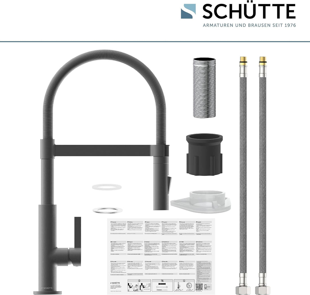 SCHÜTTE 79142 MIAMI Küchenarmatur 360°, Einhebelmischer mit ausziehbarer, magnetischer Geschirrbraus