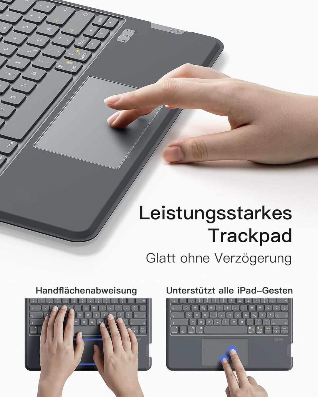 Inateck Tastatur Hülle Kompatibel mit iPad Air 13 Zoll (2024),ipad Pro 12.9 Zoll 6/5/4/3 Gen, Hoch-/