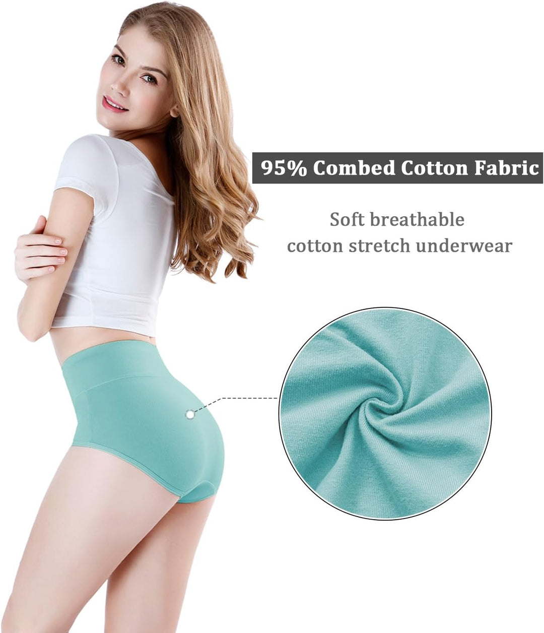 wirarpa Unterhosen Damen Baumwolle Frauen Unterwäsche Hohe Taille Slips Hoher Taillenslip 4er Pack L