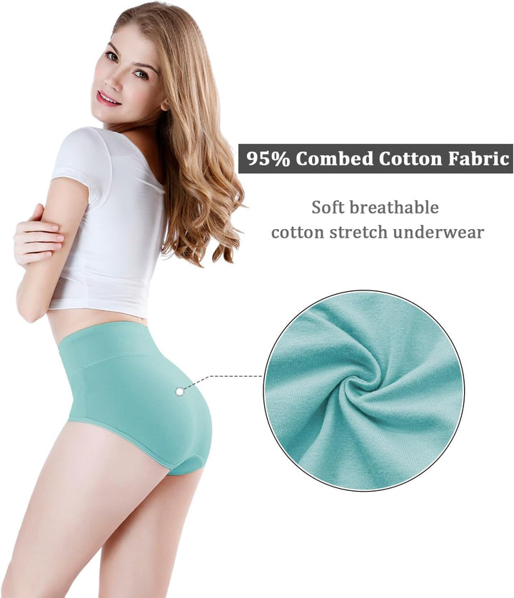 wirarpa Unterhosen Damen Baumwolle Frauen Unterwäsche Hohe Taille Slips Hoher Taillenslip 4er Pack L