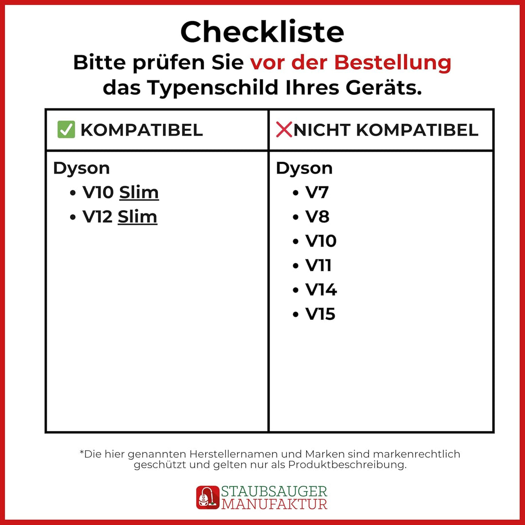 Saugrohr geeignet für Dyson V12 Detect Slim V12 Origin V10 Digital Slim - Rohr für Dyson Akkusauger