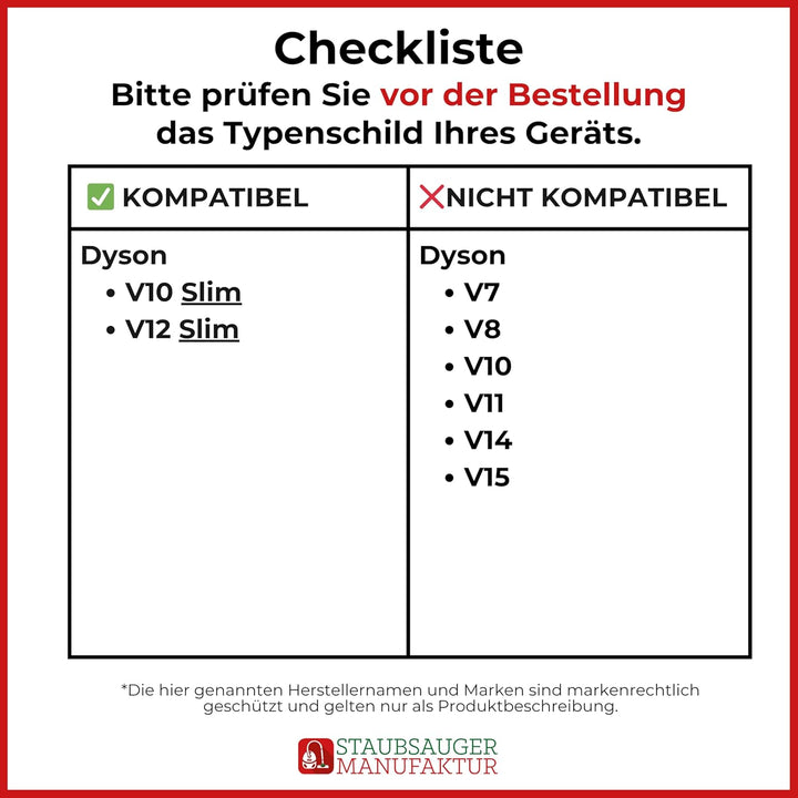 Saugrohr geeignet für Dyson V12 Detect Slim V12 Origin V10 Digital Slim - Rohr für Dyson Akkusauger
