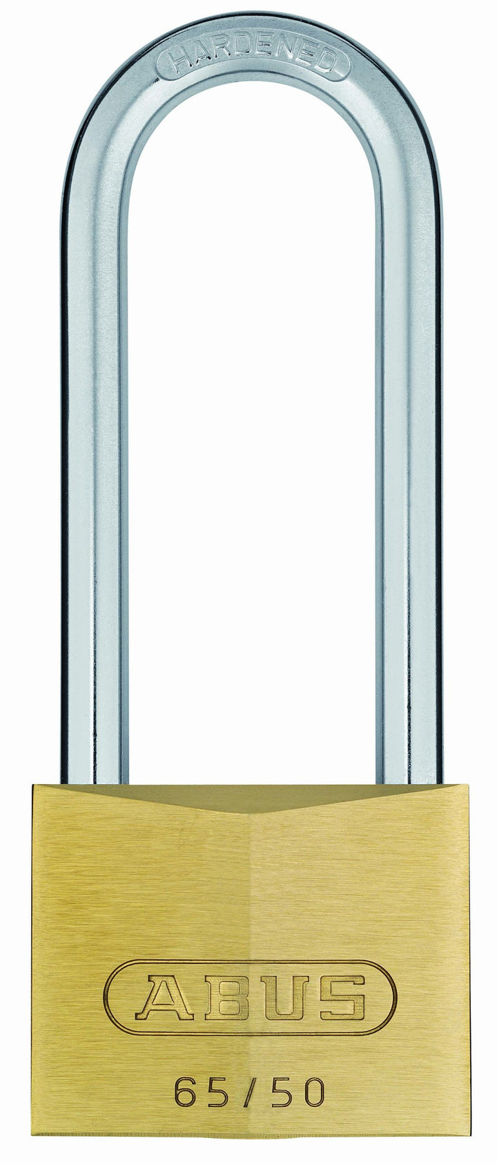 ABUS Vorhängeschloss Messing 65/50HB80 gl.-6501 - gleichschliessend und mit hohem Bügel - Messing-Sc